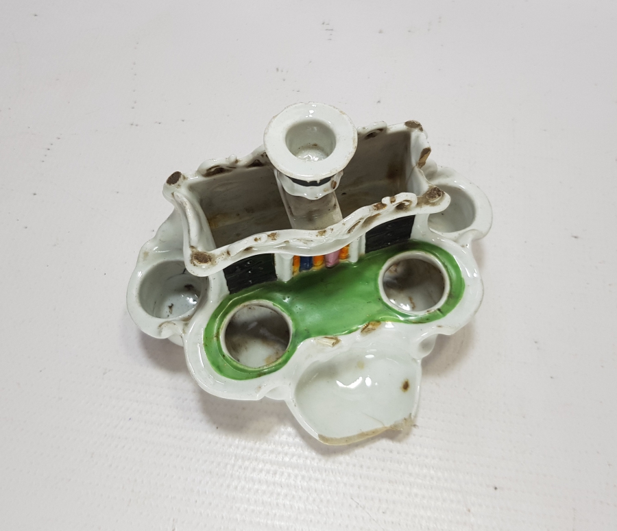 OSMANLI DÖNEMİ EL BOYAMA PORSELEN MASA ÜSTÜ HOKKASI