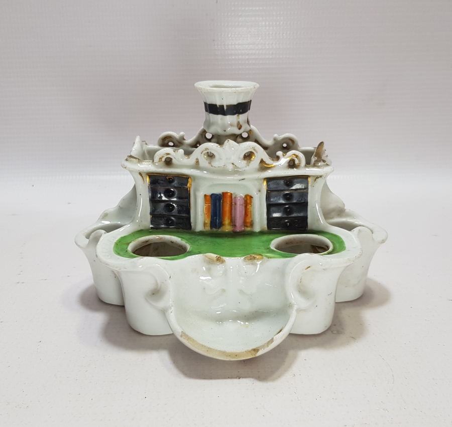 OSMANLI DÖNEMİ EL BOYAMA PORSELEN MASA ÜSTÜ HOKKASI