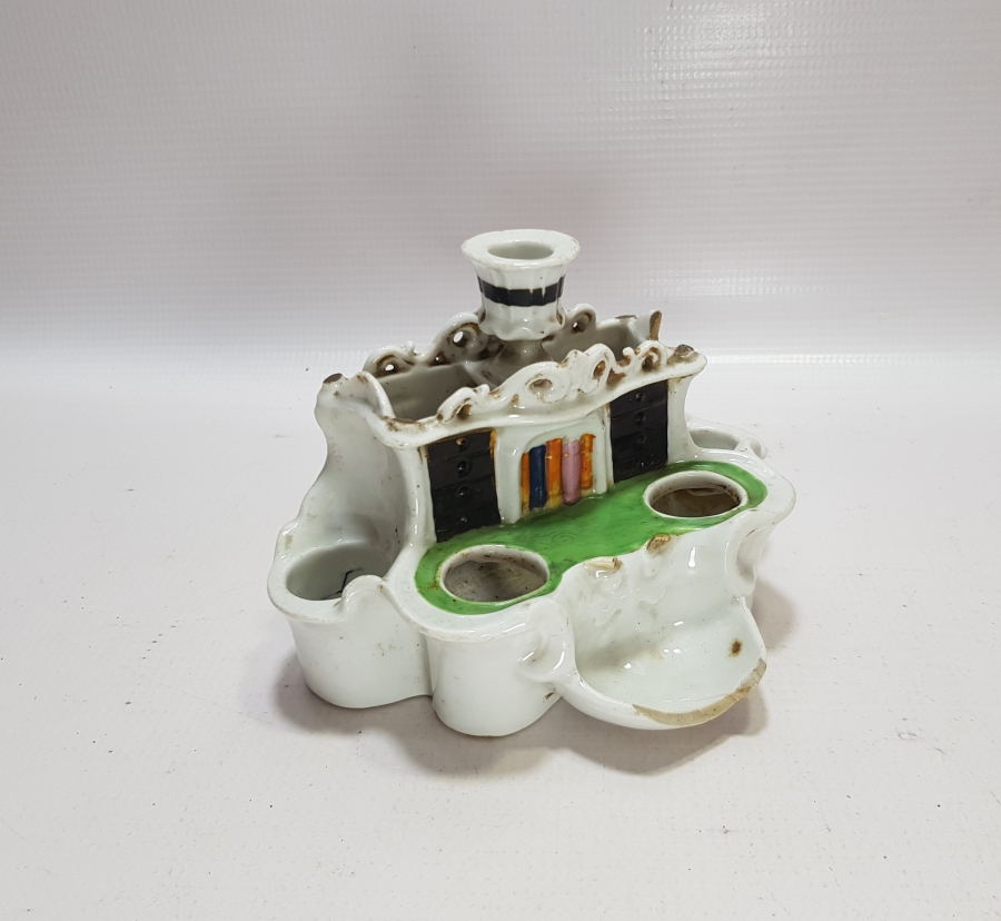 OSMANLI DÖNEMİ EL BOYAMA PORSELEN MASA ÜSTÜ HOKKASI