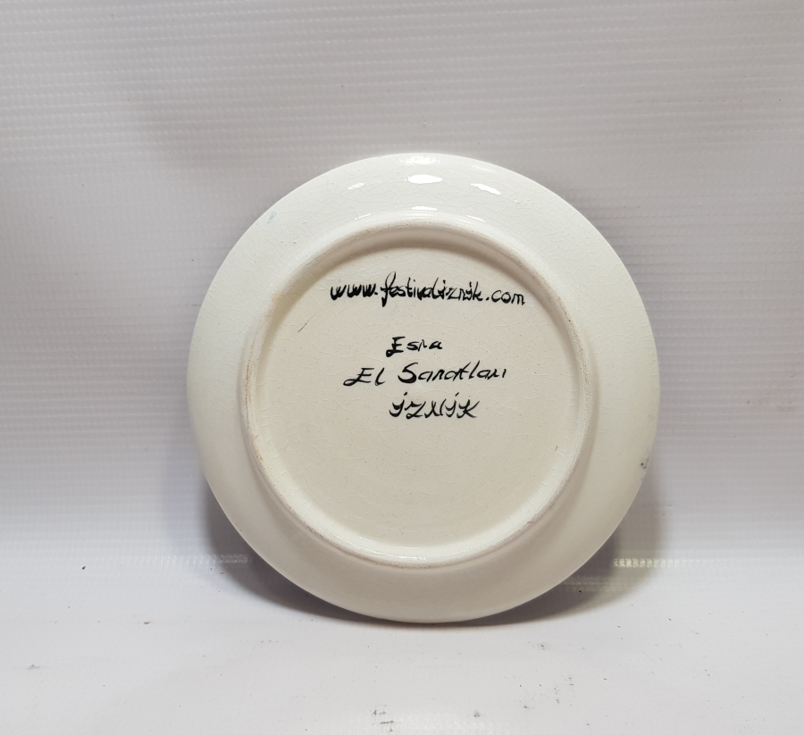 ÜZERİ LALE MOTİFLİ EL BOYAMA İZNİK TABAK