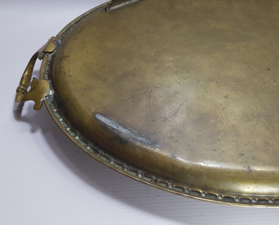 OSMANLI DÖNEMİ SARAY İŞİ ARKASI OSMANLICA YAZILI NADİR TEPSİ