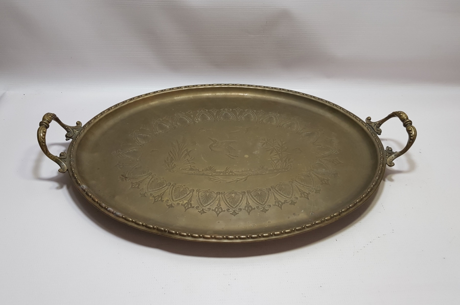 OSMANLI DÖNEMİ SARAY İŞİ ARKASI OSMANLICA YAZILI NADİR TEPSİ