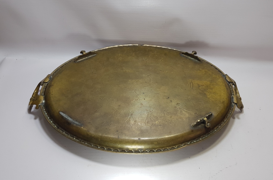 OSMANLI DÖNEMİ SARAY İŞİ ARKASI OSMANLICA YAZILI NADİR TEPSİ