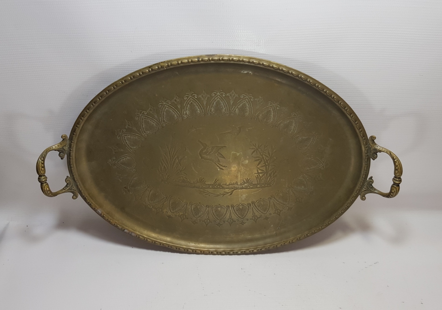 OSMANLI DÖNEMİ SARAY İŞİ ARKASI OSMANLICA YAZILI NADİR TEPSİ