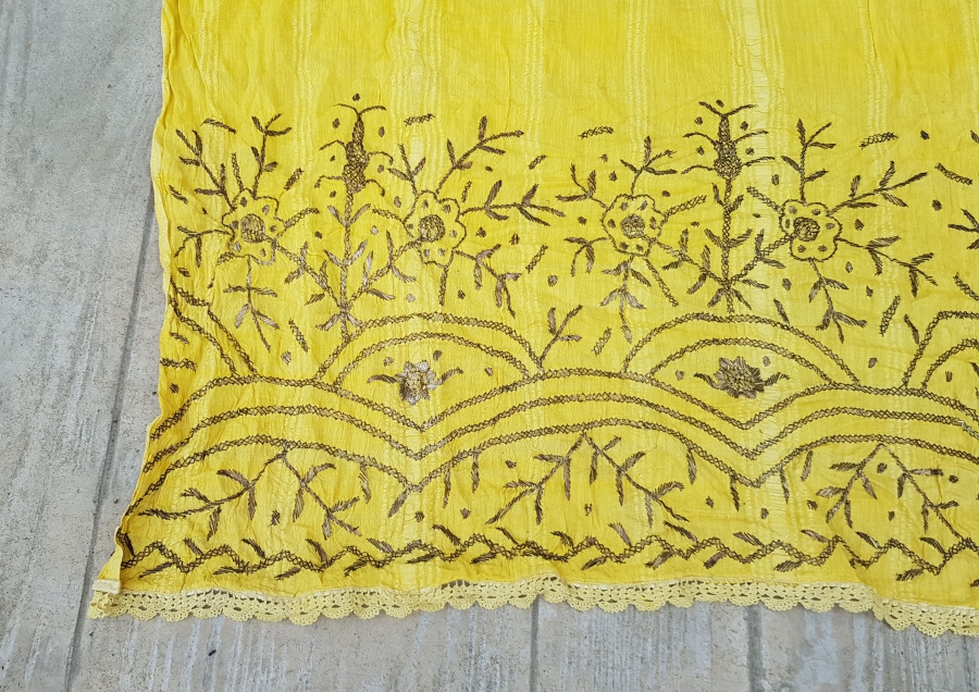 OSMANLI DÖNEMİ GÜMÜŞ TELKIRMA İŞÇİLİKLİ NADİR KONAK PERDESİ