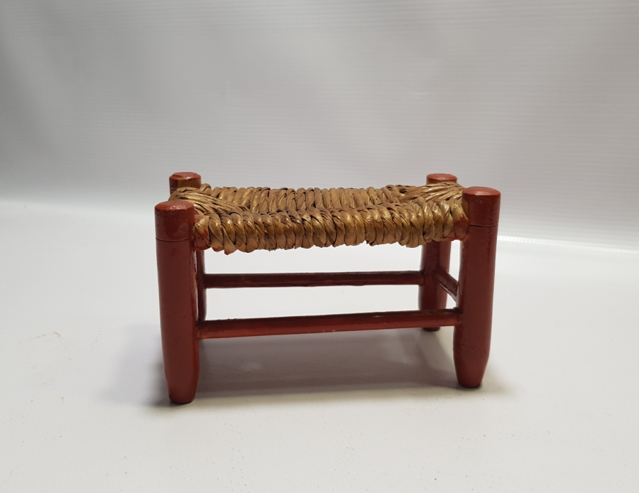 OSMANLI DÖNEMİ EL YAPIMI HURMA HASIRLI HİCAZ HATIRASI OYUNCAK ÇOCUK TABURESİ