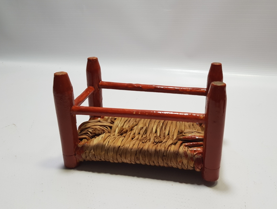 OSMANLI DÖNEMİ EL YAPIMI HURMA HASIRLI HİCAZ HATIRASI OYUNCAK ÇOCUK TABURESİ