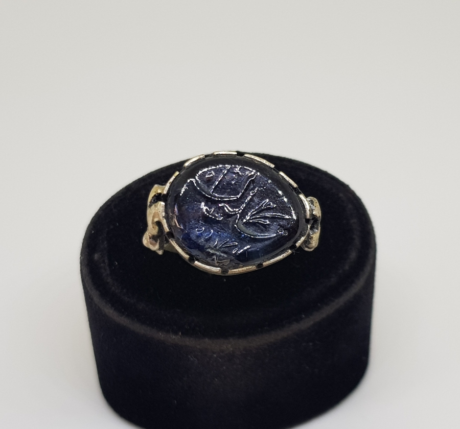 OSMANLI DÖNEMİ ÇOK NADİR GÜMÜŞ MONTÜRLÜ CAM YÜZÜK