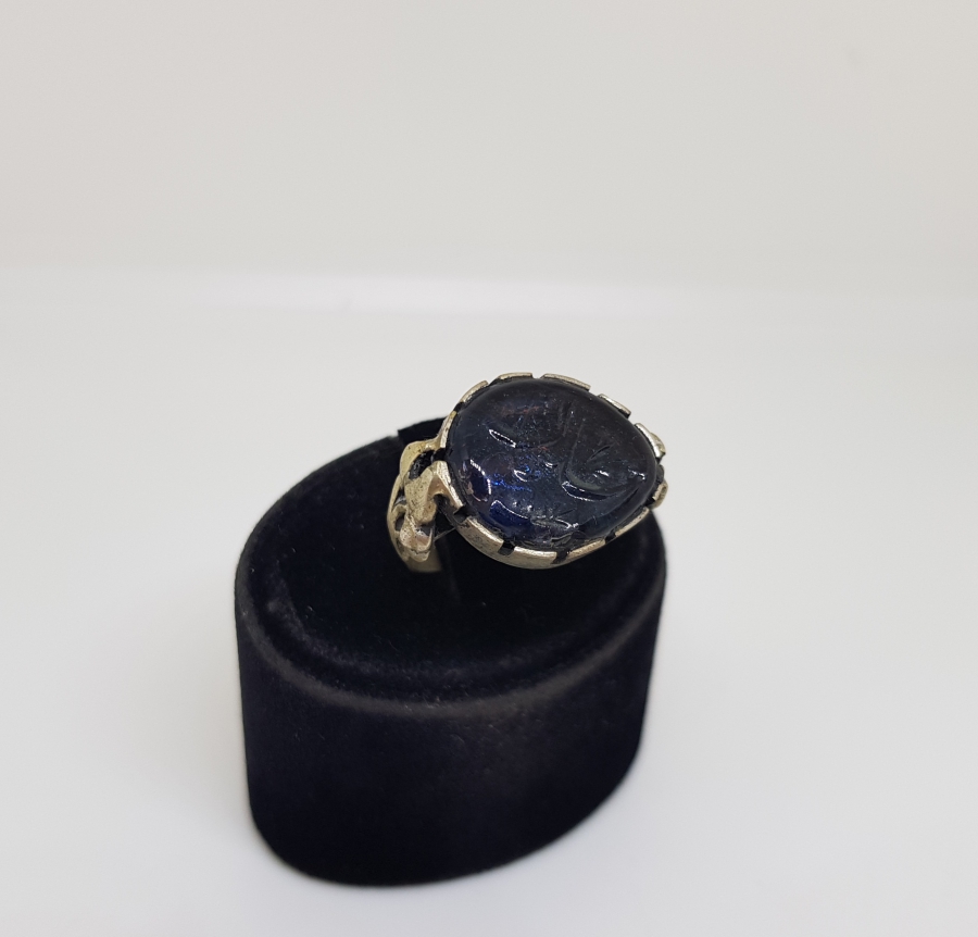 OSMANLI DÖNEMİ ÇOK NADİR GÜMÜŞ MONTÜRLÜ CAM YÜZÜK