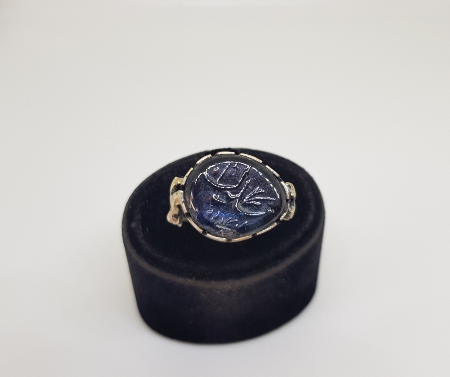 OSMANLI DÖNEMİ ÇOK NADİR GÜMÜŞ MONTÜRLÜ CAM YÜZÜK