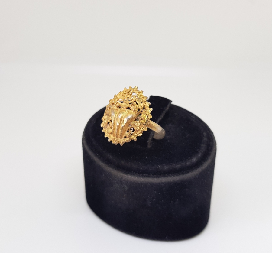 ÜZERİ ALTIN VERMEYLİ OSMANLI DÖNEMİ SAKSI ÇİÇEKLİ RUM İŞİ YÜZÜK