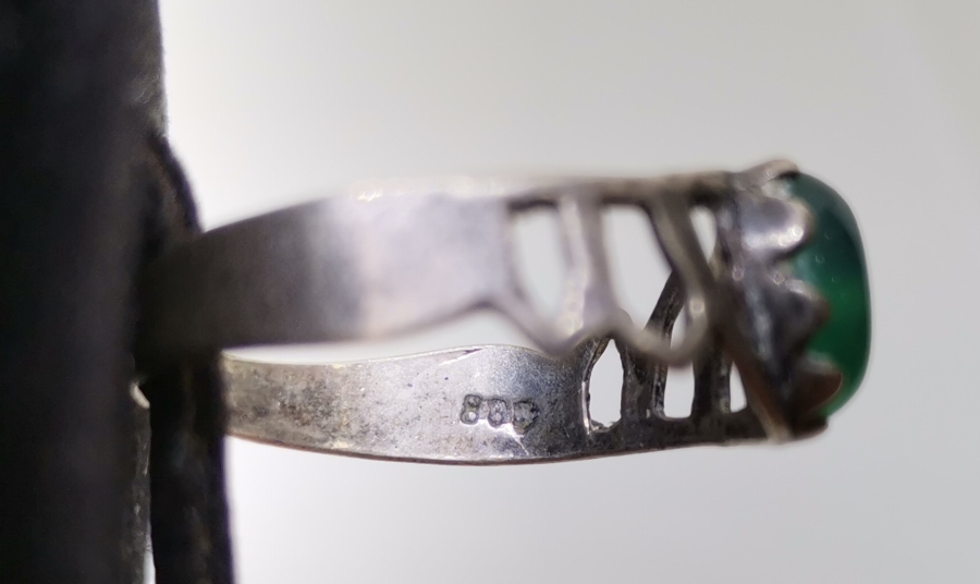 YEŞİL AKİK TAŞLI ÖZEL YAPIM GÜMÜŞ YÜZÜK