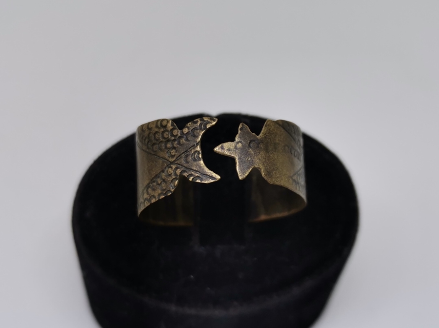 OSMANLI DÖNEMİ NADİR FORMDA EL YAPIMI AY YILDIZ FİGÜRLÜ ROMATİZMA YÜZÜĞÜ