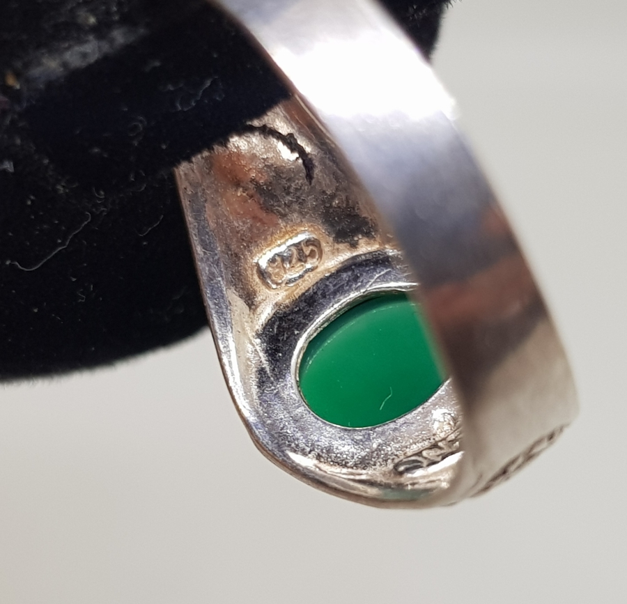 YEŞİL AKİK TAŞLI HAC HATIRASI GÜMÜŞ YÜZÜK