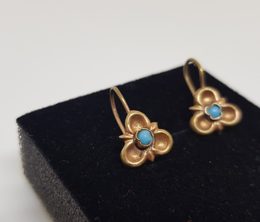 TURKUAZ TAŞLI OSMANLI DÖNEMİ ALTIN KÜPE