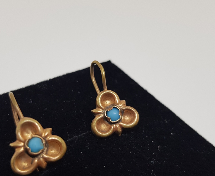 TURKUAZ TAŞLI OSMANLI DÖNEMİ ALTIN KÜPE