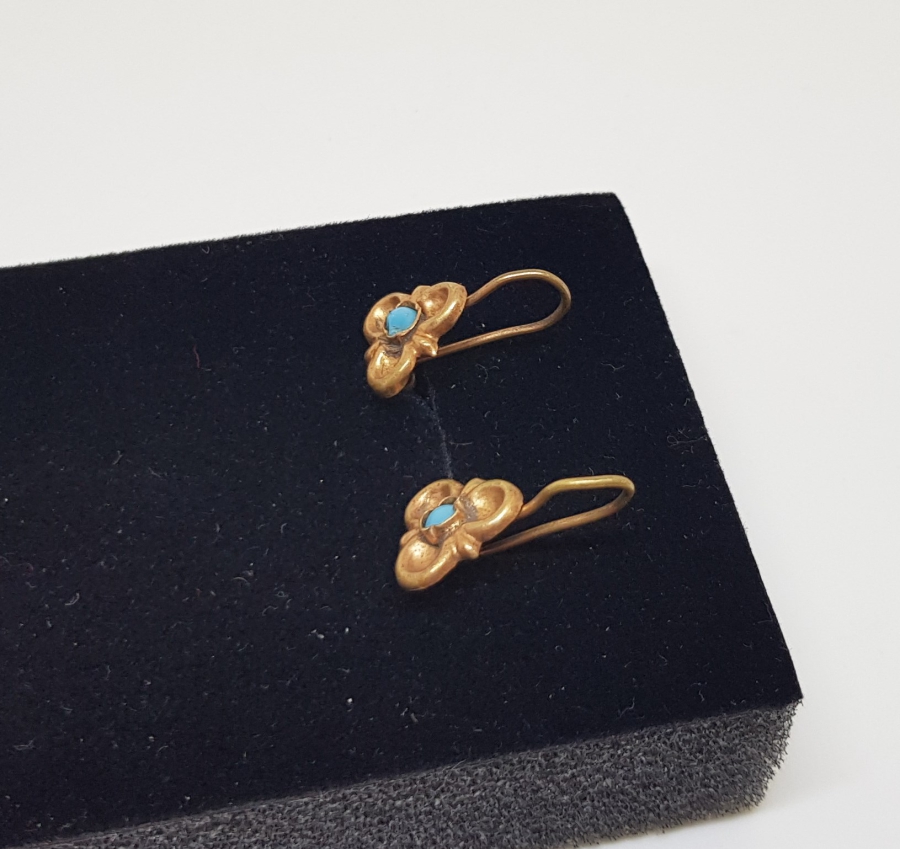 TURKUAZ TAŞLI OSMANLI DÖNEMİ ALTIN KÜPE