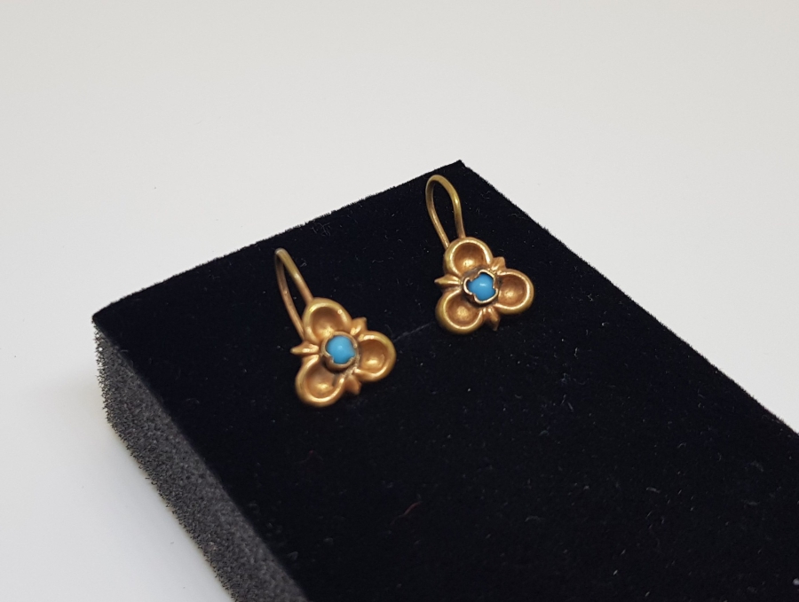 TURKUAZ TAŞLI OSMANLI DÖNEMİ ALTIN KÜPE