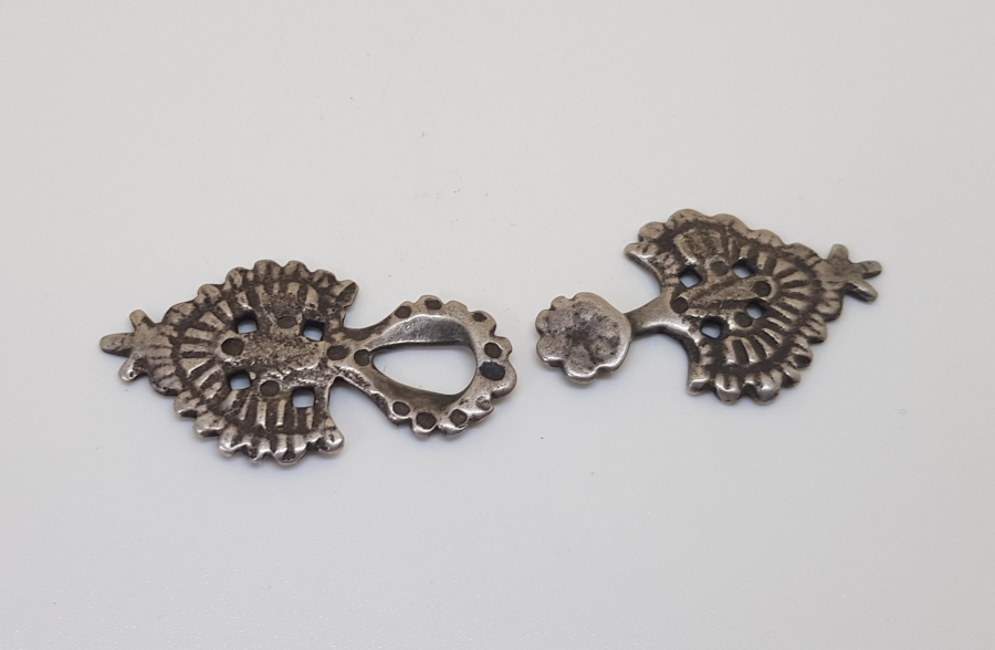 ÜZERİ TUĞRALI OSMANLI DÖNEMİ NADİR GÜMÜŞ GELİN CEPKENİ DÜĞMESİ