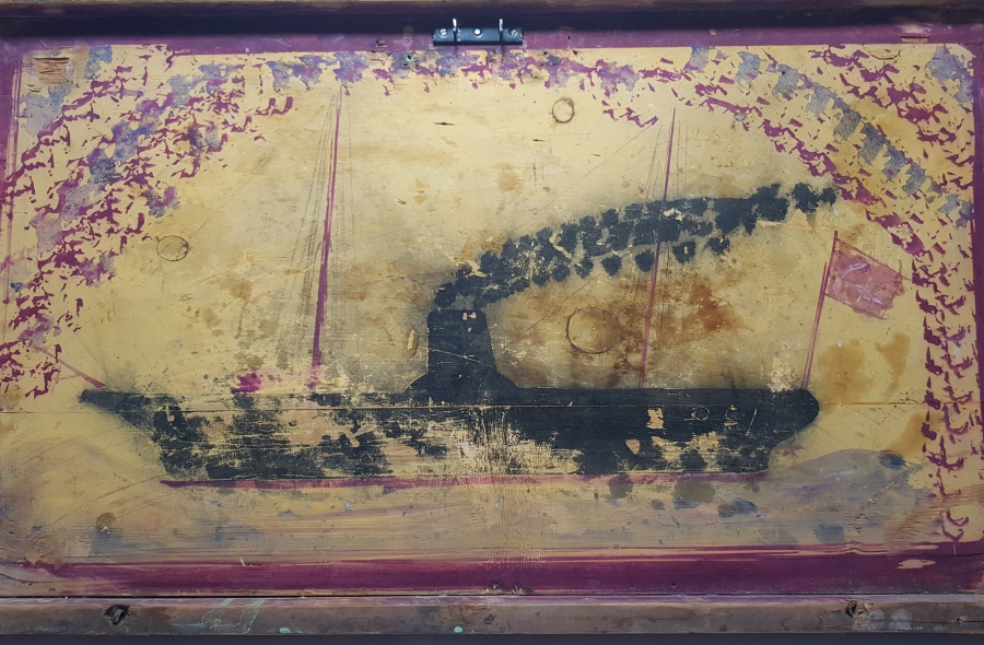 OSMANLI DÖNEMİ EL BOYAMA GEMİLİ SANDIK KAPAĞI