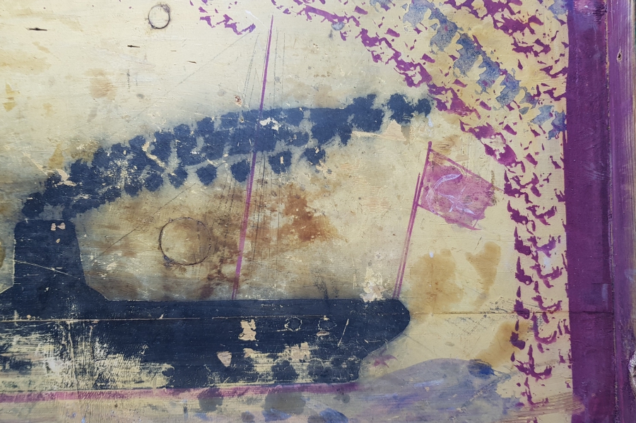 OSMANLI DÖNEMİ EL BOYAMA GEMİLİ SANDIK KAPAĞI