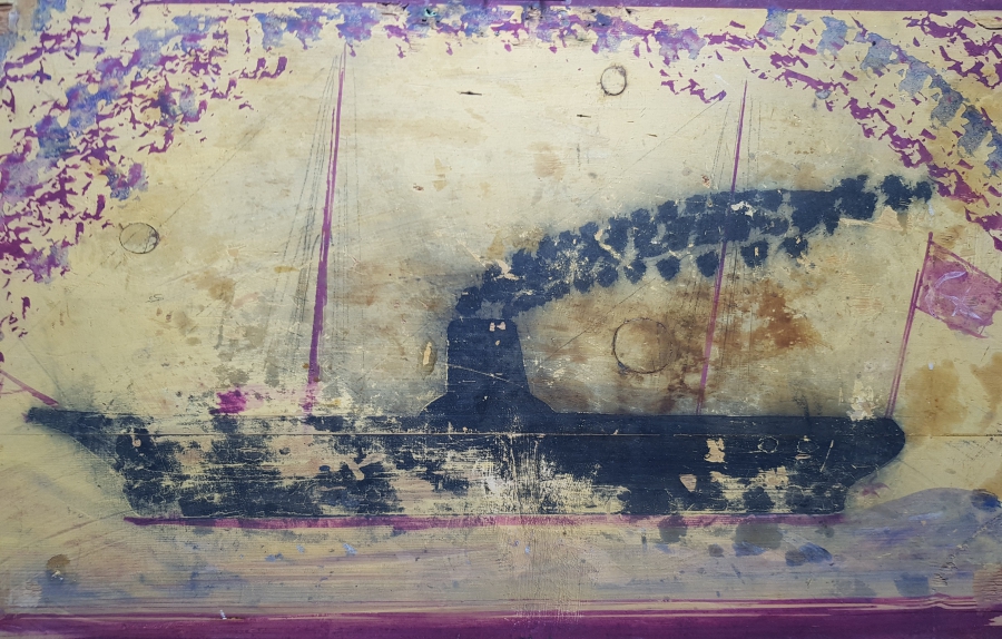 OSMANLI DÖNEMİ EL BOYAMA GEMİLİ SANDIK KAPAĞI