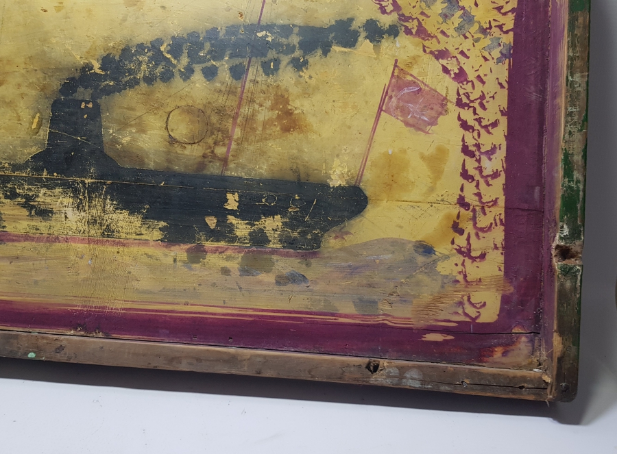 OSMANLI DÖNEMİ EL BOYAMA GEMİLİ SANDIK KAPAĞI