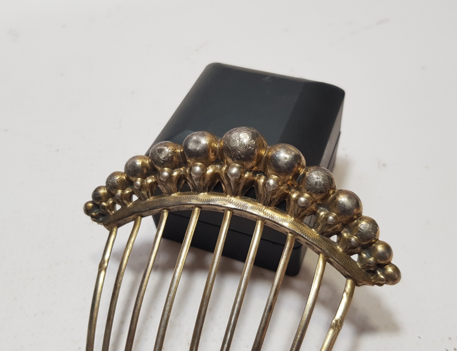 OSMANLI DÖNEMİ RUM USTA DAMGALI ALTIN VERMEYLİ GÜMÜŞ GELİN TACI - GELİN TARAĞI