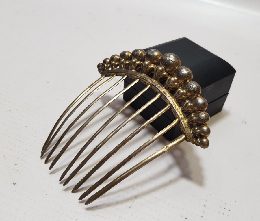 OSMANLI DÖNEMİ RUM USTA DAMGALI ALTIN VERMEYLİ GÜMÜŞ GELİN TACI - GELİN TARAĞI