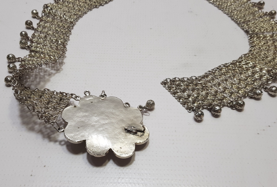 TELKARİ İŞÇİLİKLİ GÜMÜŞ KAPLAMA ANTİKA GELİN KEMERİ