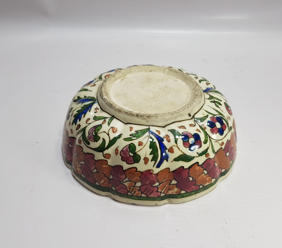 OSMANLI DÖNEMİ NADİR RENKTE RUM HAÇLI EL BOYAMA KÜTAHYA KASE