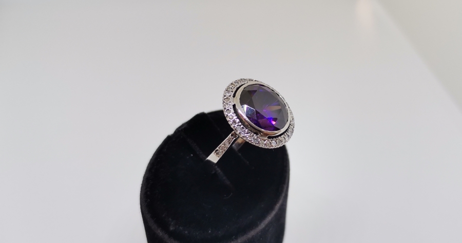 AMETİST VE PIRLANTA TAŞLI BÜYÜK BOY YÜZÜK