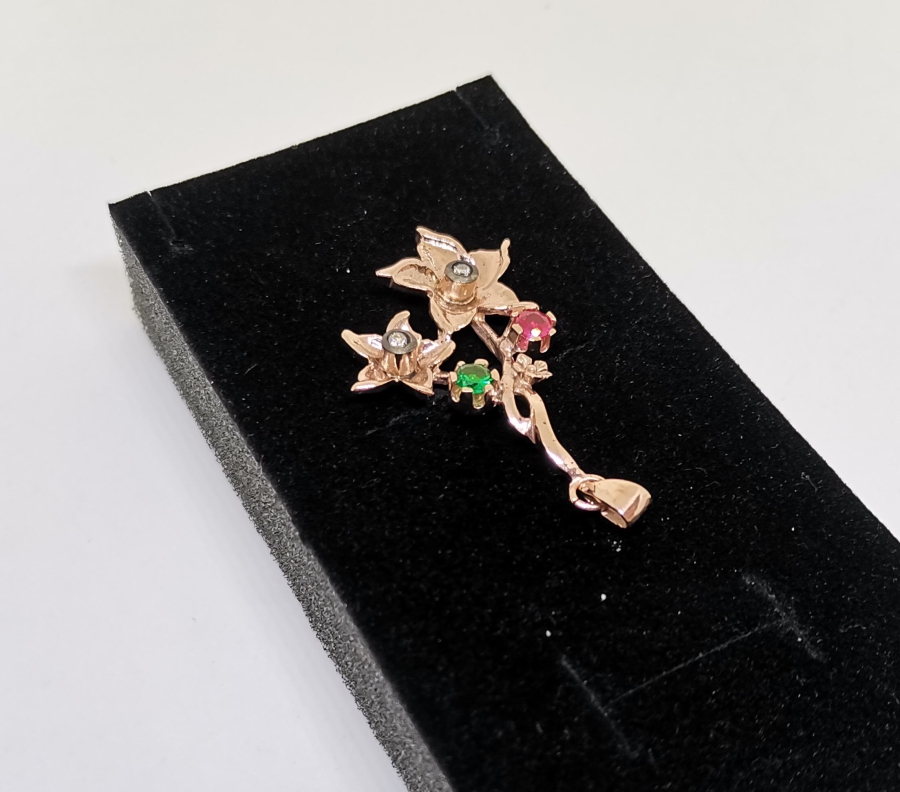 ZÜMRÜT YAKUT VE PIRLANTA TAŞLI KOLYE UCU