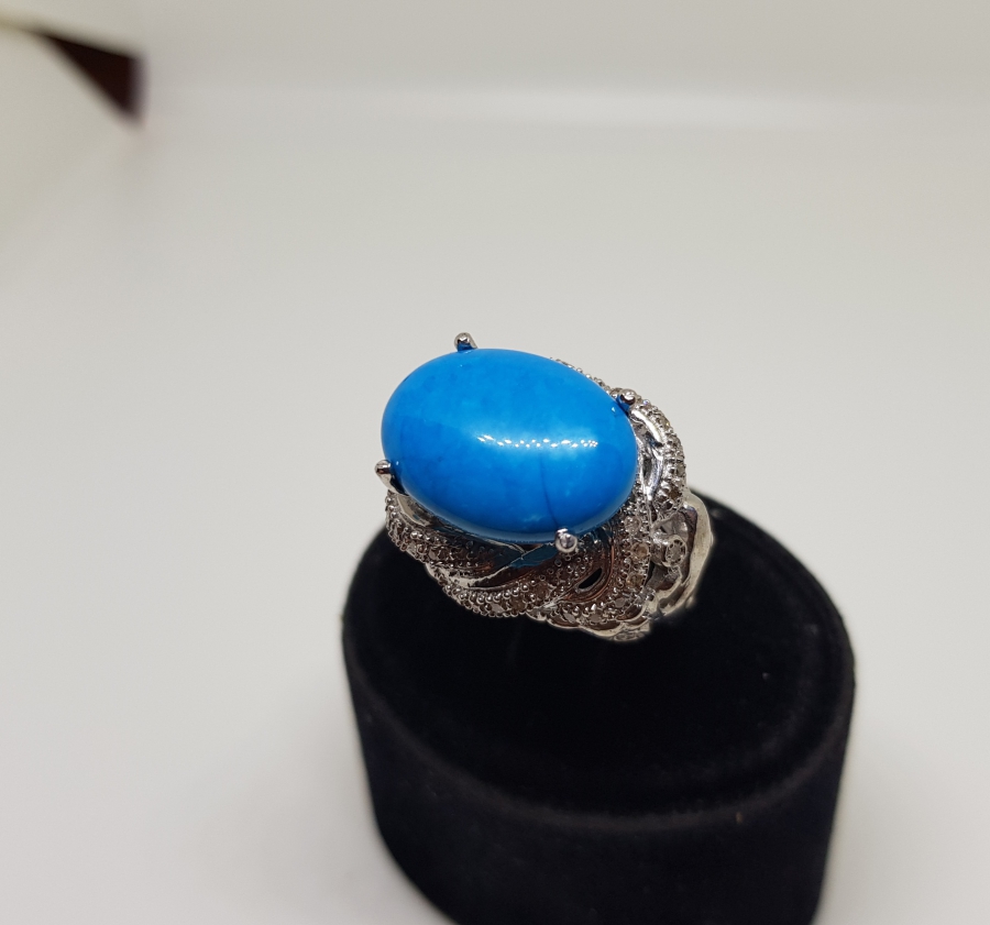 BÜYÜK ELİPS MODEL PIRLANTA VE İRAN FERUZE TAŞLI YÜZÜK