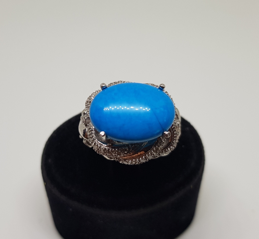 BÜYÜK ELİPS MODEL PIRLANTA VE İRAN FERUZE TAŞLI YÜZÜK