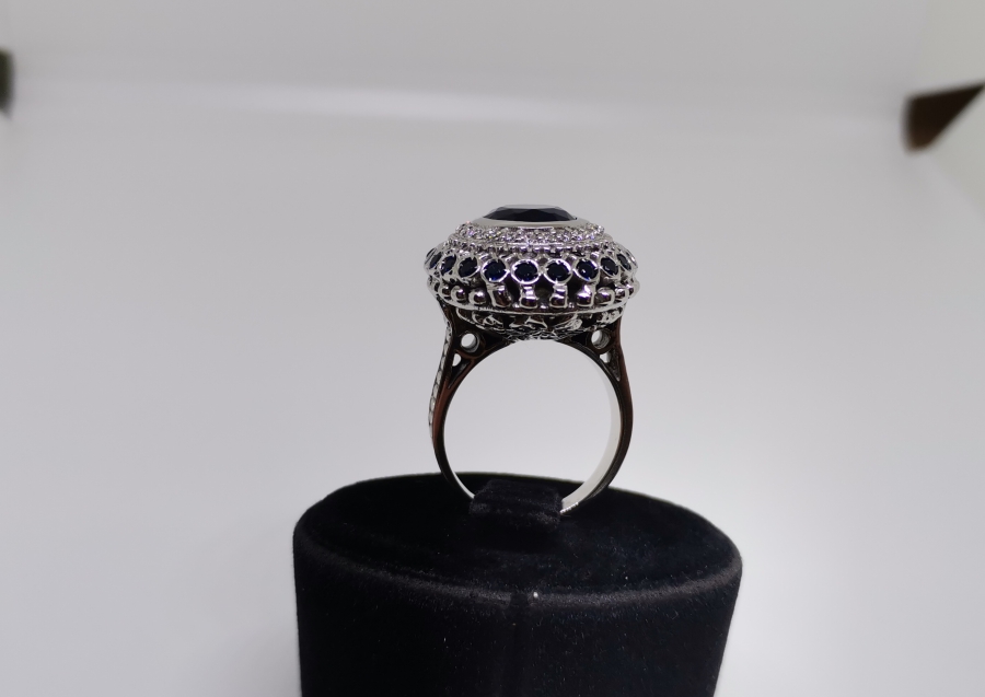 SAFİR VE PIRLANTA TAŞLI DEV BOY YÜZÜK