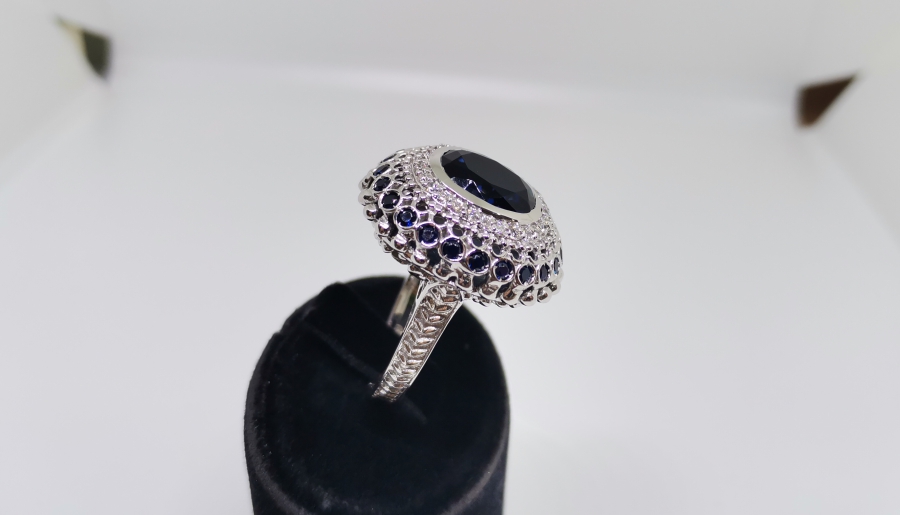 SAFİR VE PIRLANTA TAŞLI DEV BOY YÜZÜK