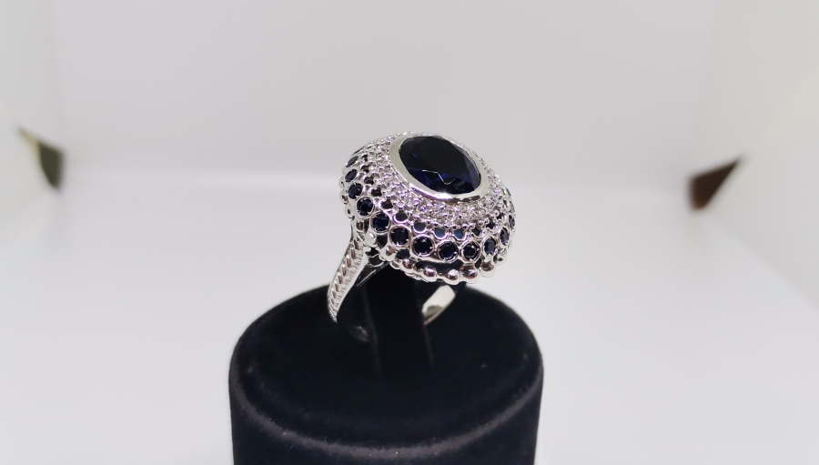 SAFİR VE PIRLANTA TAŞLI DEV BOY YÜZÜK