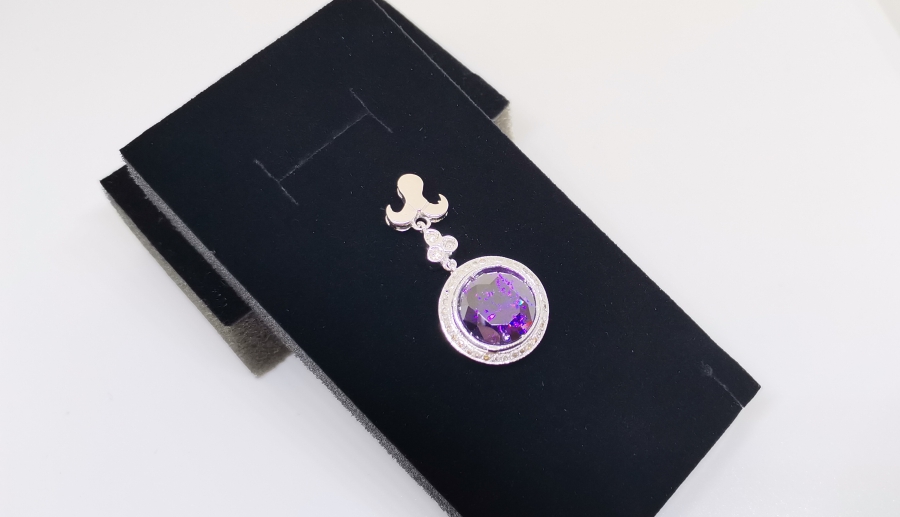 AMETİST VE PIRLANTA TAŞLI KOLYE UCU