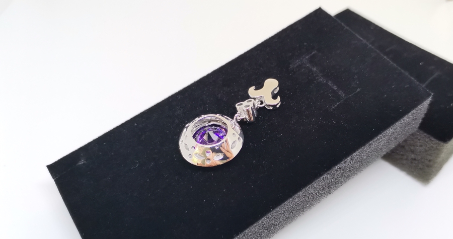 AMETİST VE PIRLANTA TAŞLI KOLYE UCU