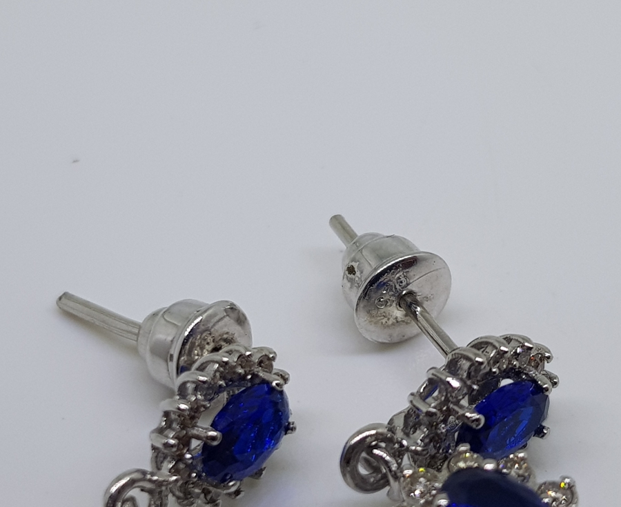 SAFİR VE PIRLANTA TAŞLI KOLYE KÜPE TAKIMI