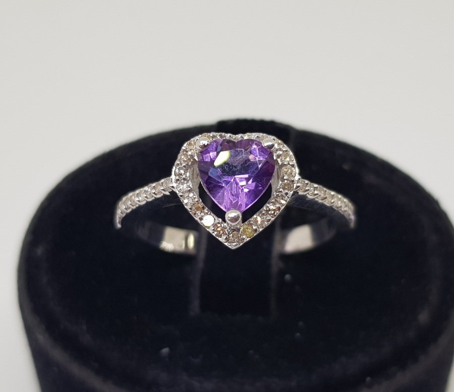 KALPLİ MODEL PIRLANTA VE AMETİST TAŞLI YÜZÜK