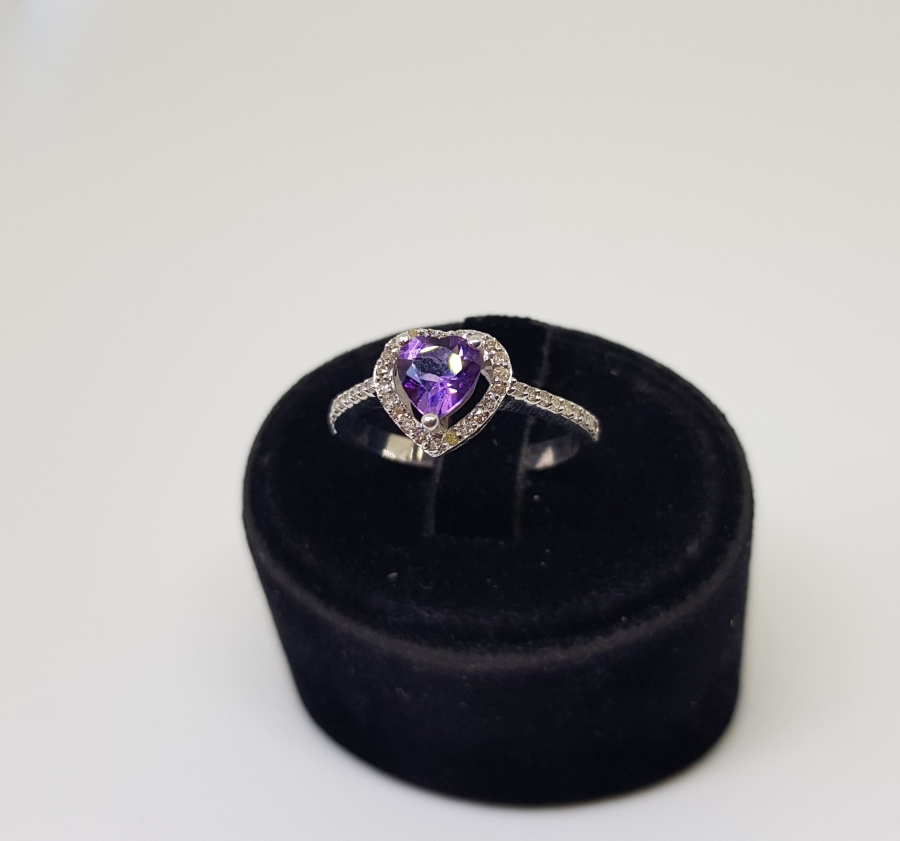 KALPLİ MODEL PIRLANTA VE AMETİST TAŞLI YÜZÜK