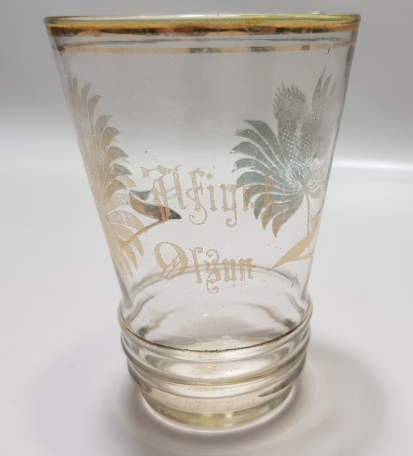 ÜZERİ AFİYET OLSUN YAZILI ALTIN VARAKLI ANTİKA ŞERBET BARDAĞI