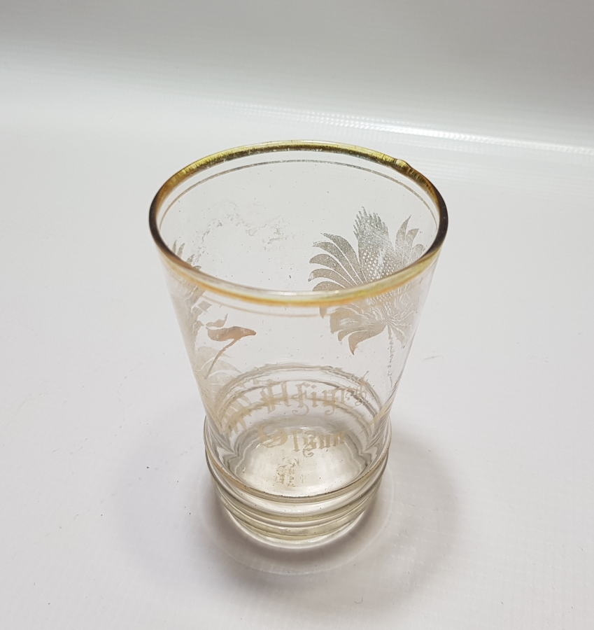 ÜZERİ AFİYET OLSUN YAZILI ALTIN VARAKLI ANTİKA ŞERBET BARDAĞI