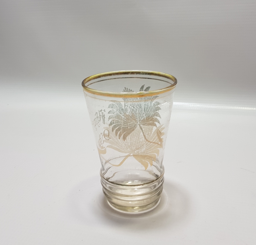 ÜZERİ AFİYET OLSUN YAZILI ALTIN VARAKLI ANTİKA ŞERBET BARDAĞI