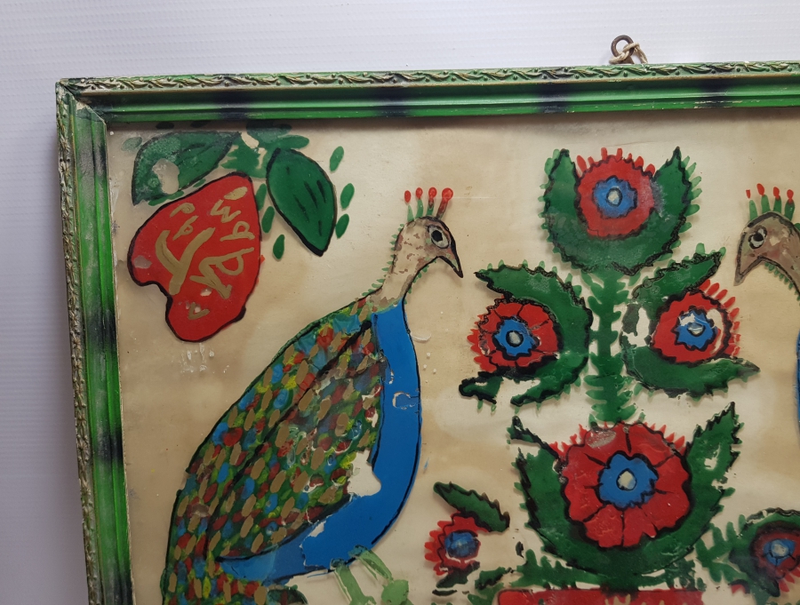 EL BOYAMA İŞÇİLİKLİ OSMANLI DÖNEMİ CAM ALTI BÜYÜK BOY PANO