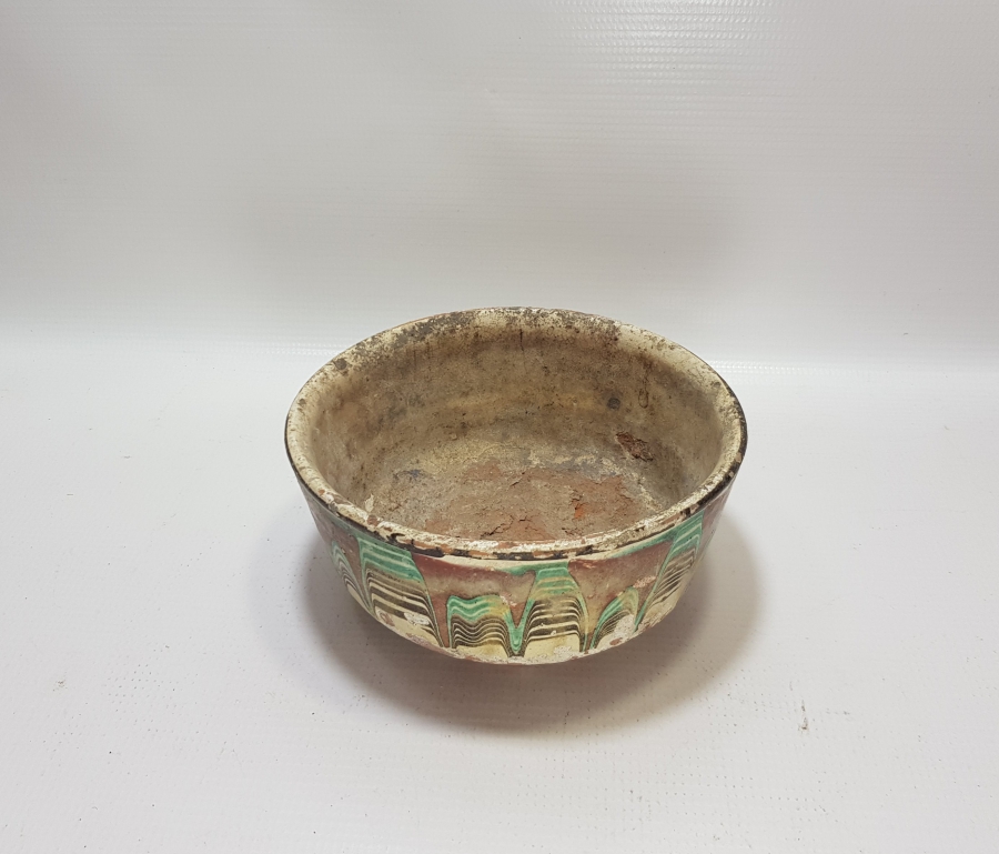 OSMANLI DÖNEMİ NADİR AKITMA FİGÜRLÜ BÜYÜK BOY KINIK KASE