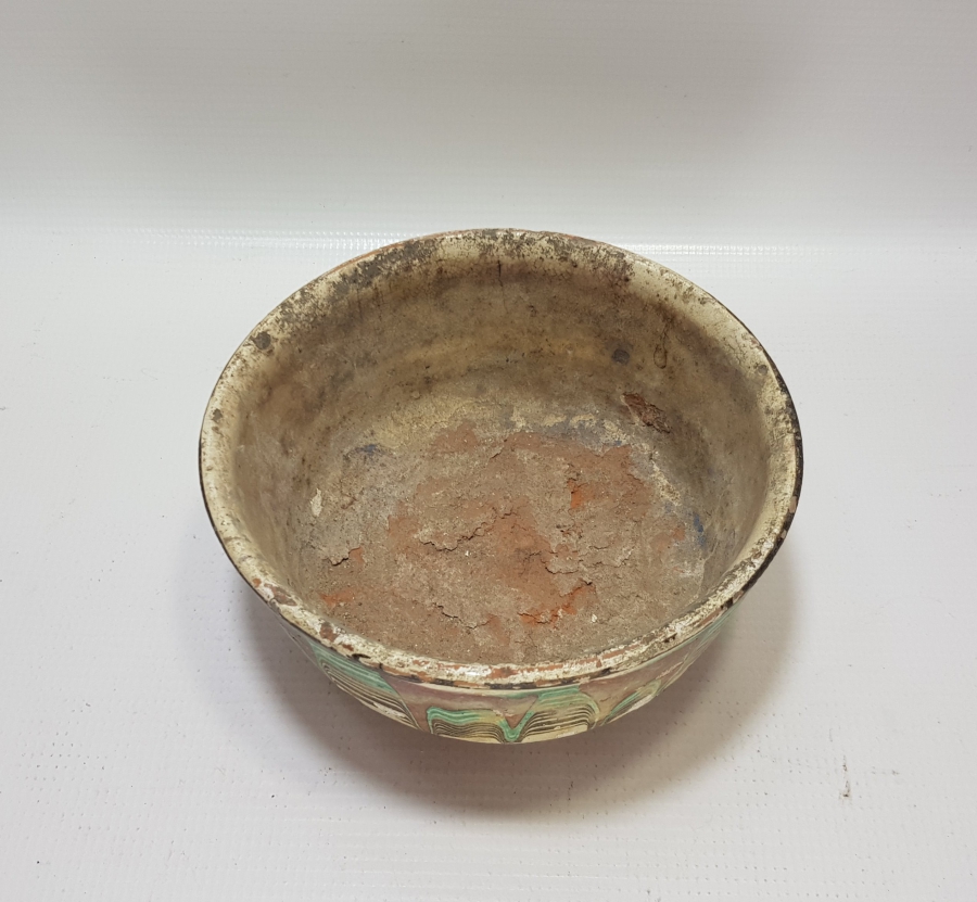 OSMANLI DÖNEMİ NADİR AKITMA FİGÜRLÜ BÜYÜK BOY KINIK KASE