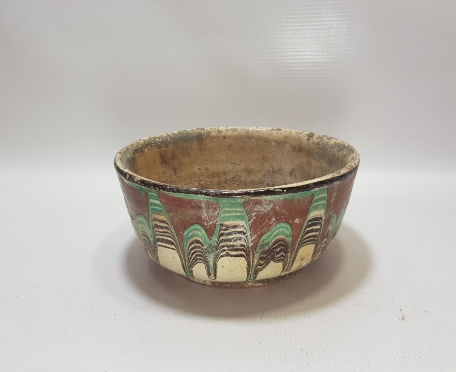 OSMANLI DÖNEMİ NADİR AKITMA FİGÜRLÜ BÜYÜK BOY KINIK KASE